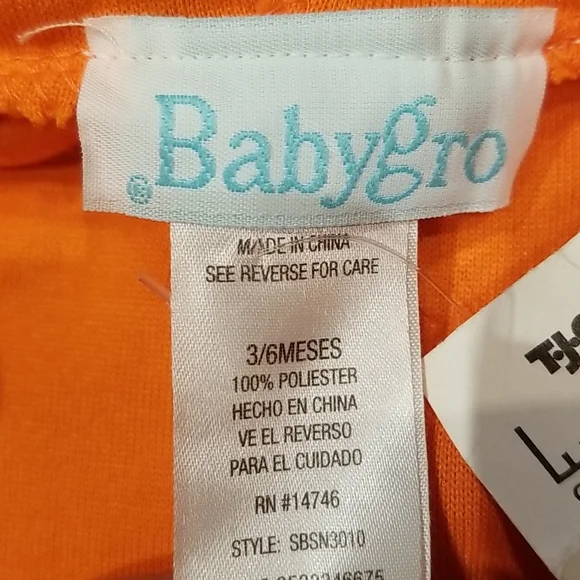 BabyGro Pumpkin costume sz 3/6 mos boys or girls NWT - Picture 7 of 8
